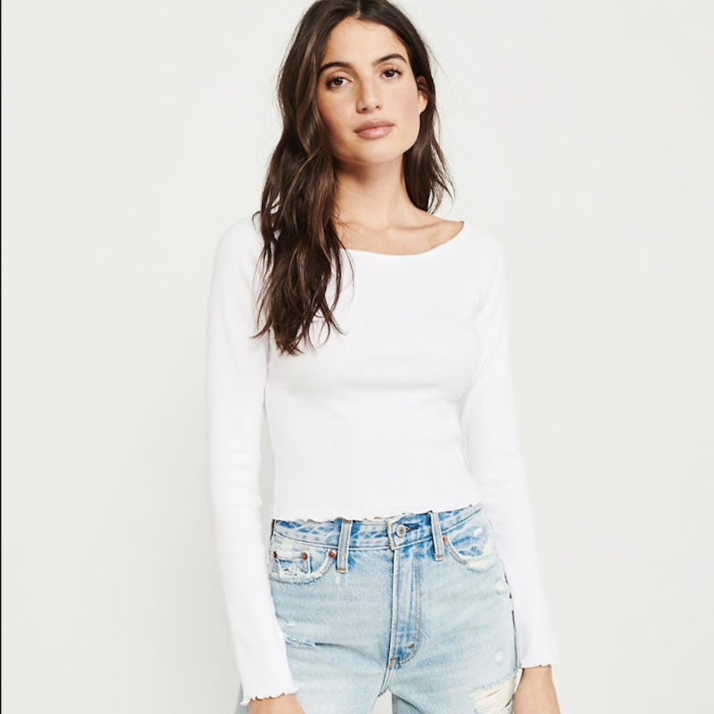 White Boat Neck Long Sleeve